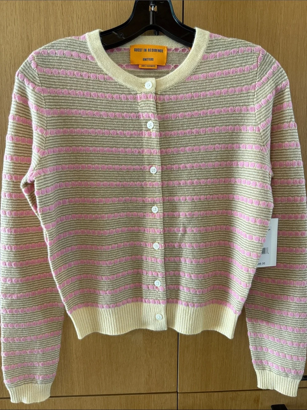Guest in Residence Jane Cashmere Cardigan Pebble Striped Butter Combo Small